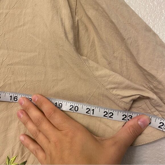 White Stag vintage khaki tan short sleeve button up embroidered tropical top L - Picture 7 of 7